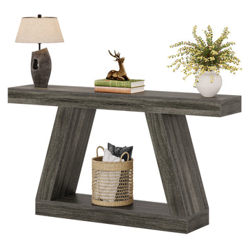 Console en Bois avec Piètement Géométrique Trapèze