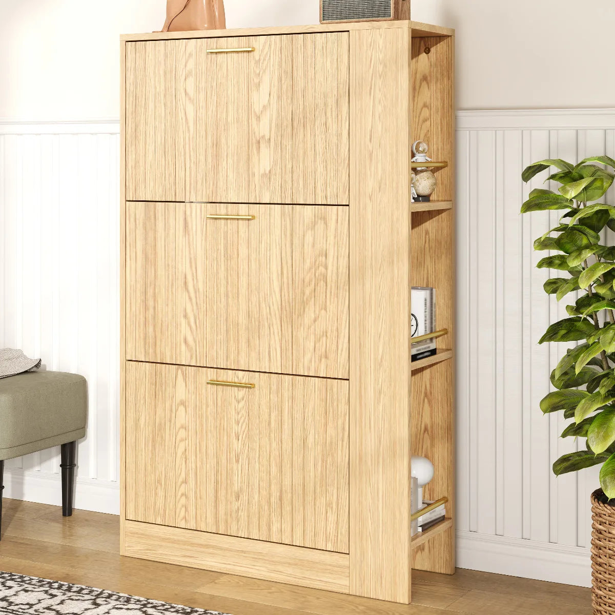Meuble à chaussures en bois naturel