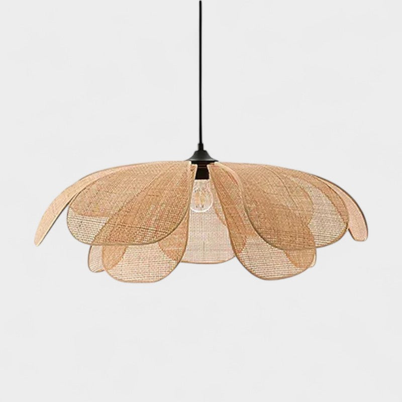 Suspension LED en rotin tressé style japonais