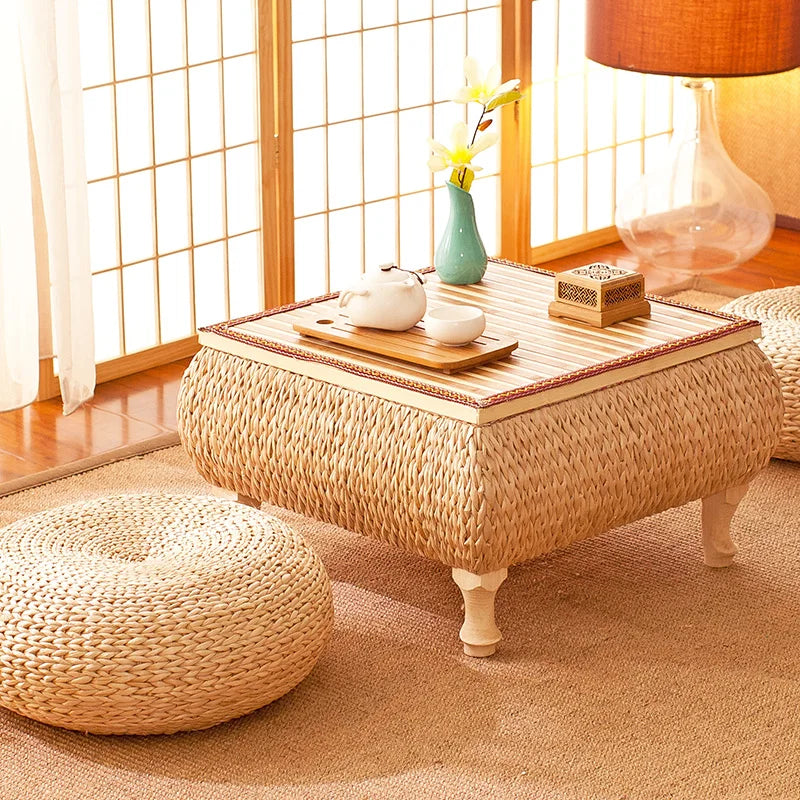 Table basse rangement bambou