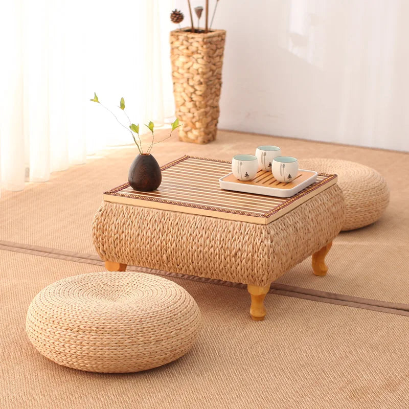 Table basse rangement bambou