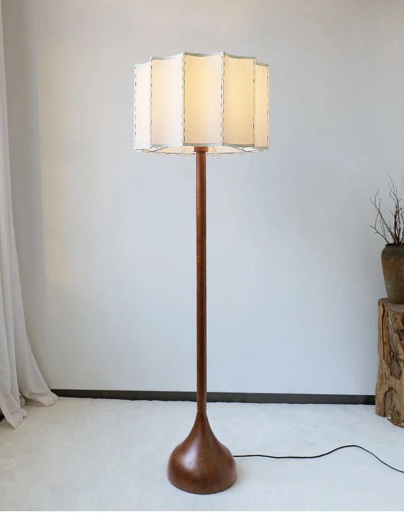 Wabi Sabi Style Wooden Standing Lamp for Living Room Bedroom Bedside Home Led Corner Sofa Light Minimalist Solid Wood Floor Lamp