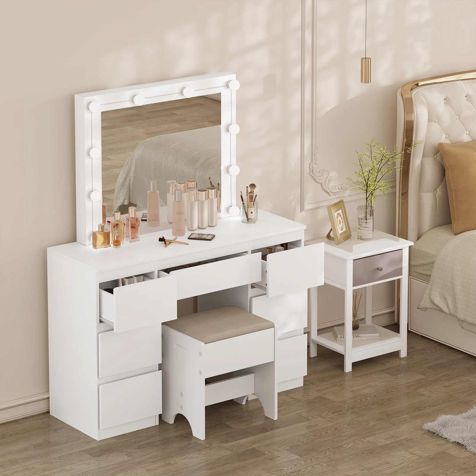 Coiffeuse moderne LED 7 tiroirs