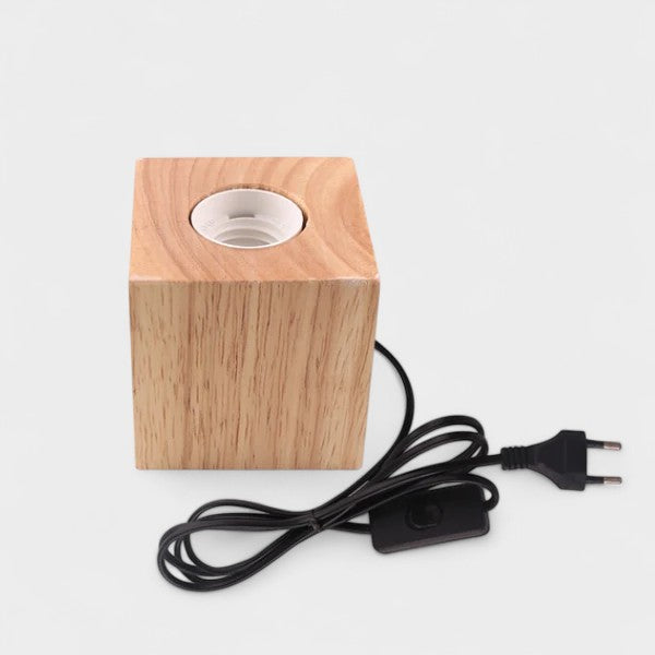 Lampe de table vintage en bois E27