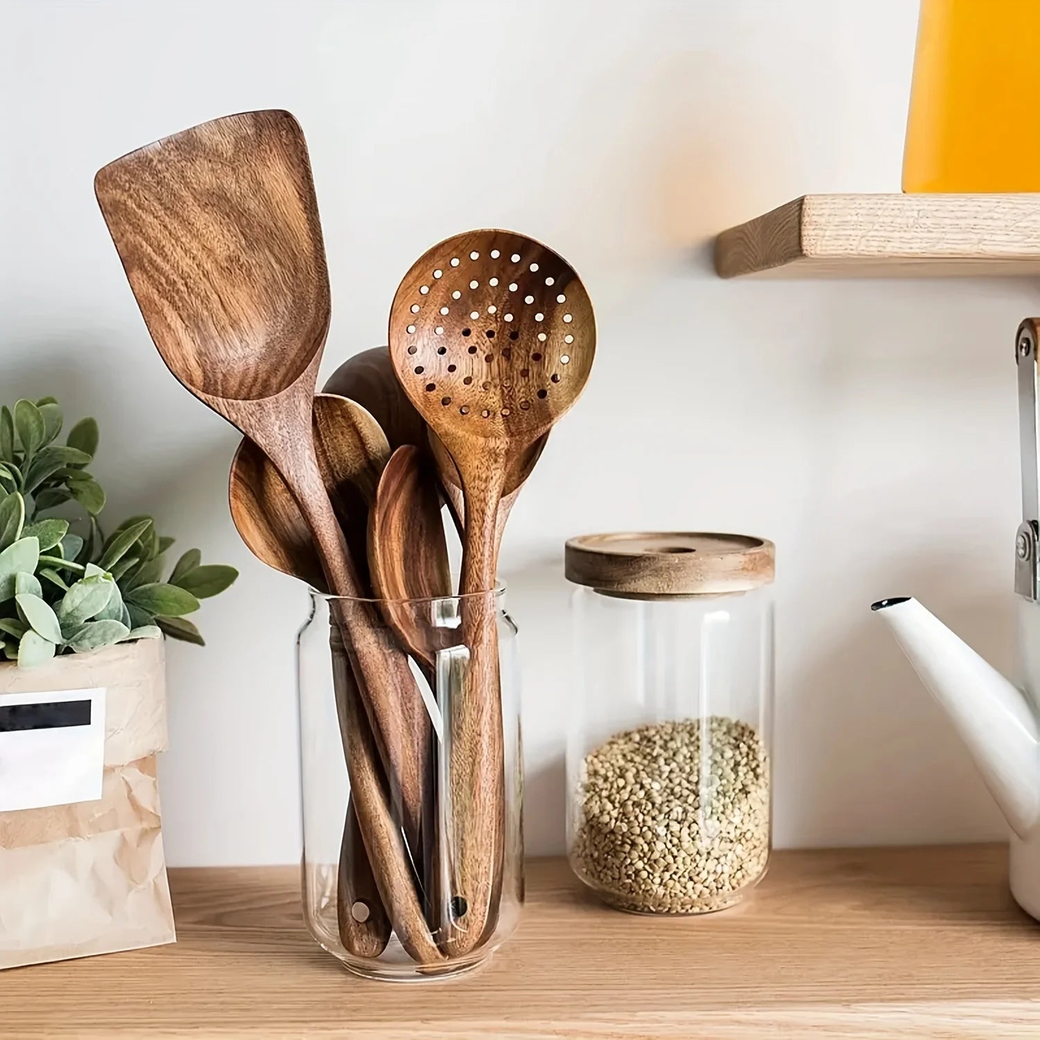 Lot de 5 ustensiles de cuisine en bois
