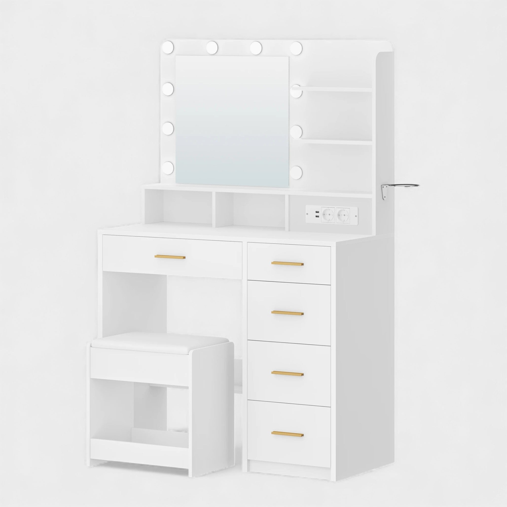 Coiffeuse complète LED avec miroir et tabouret