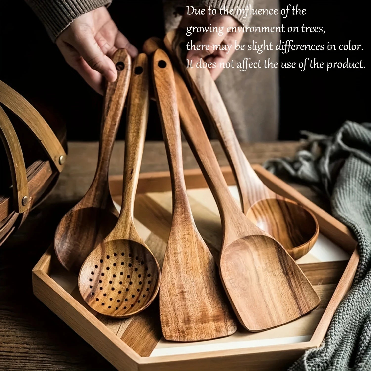 Lot de 5 ustensiles de cuisine en bois