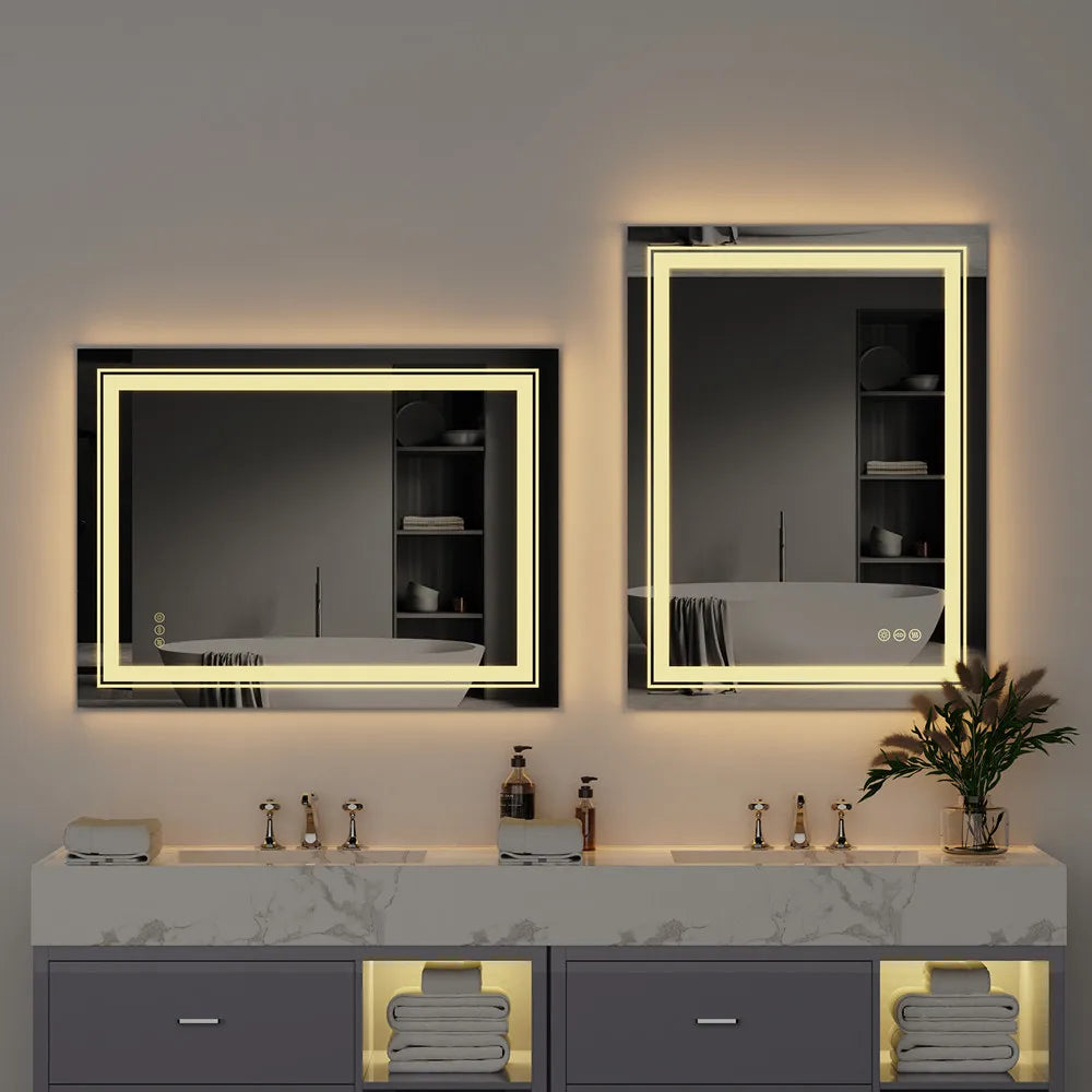 Miroir de Salle de Bain LED Luxe – Étanche et Double Éclairage