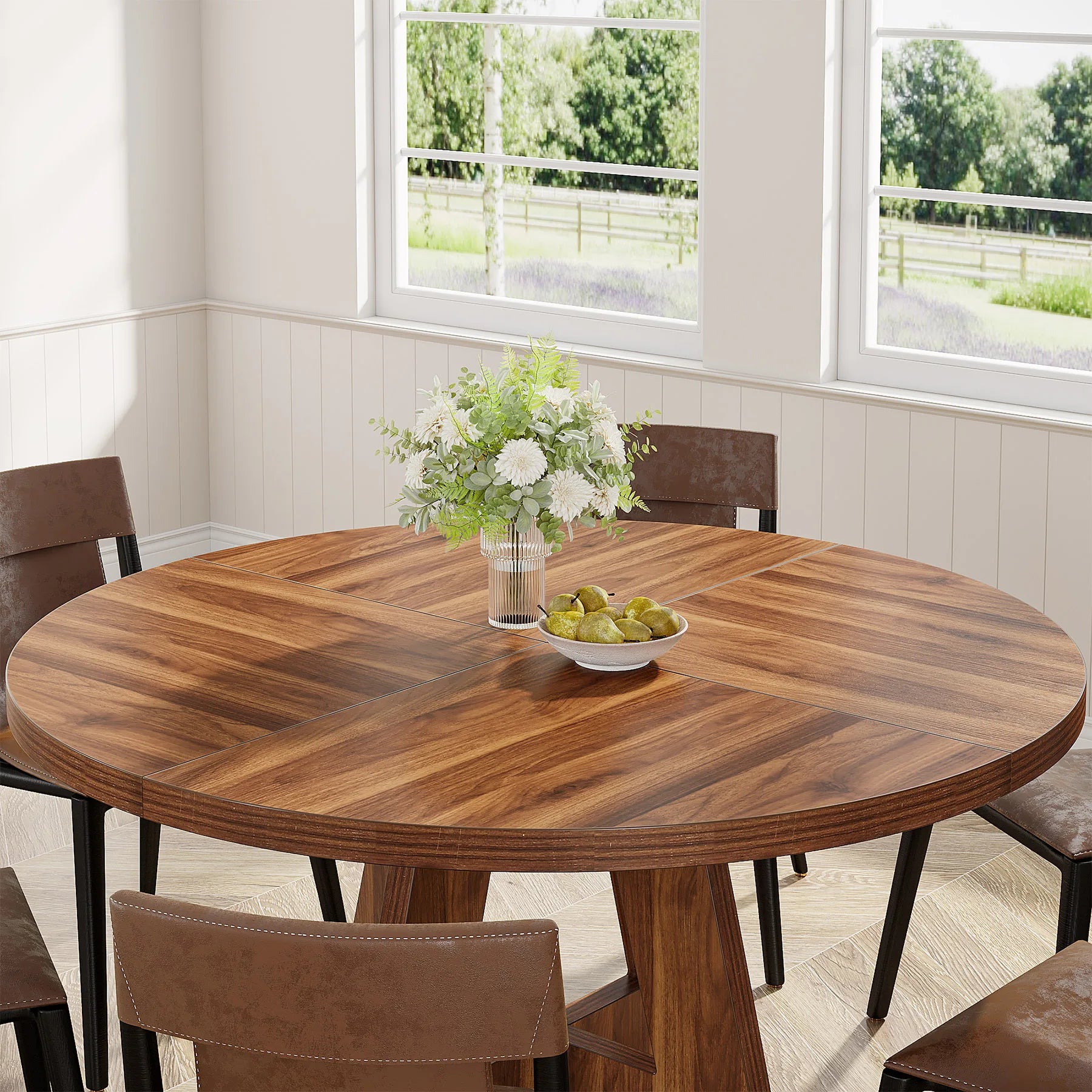 Table ronde en bois naturel