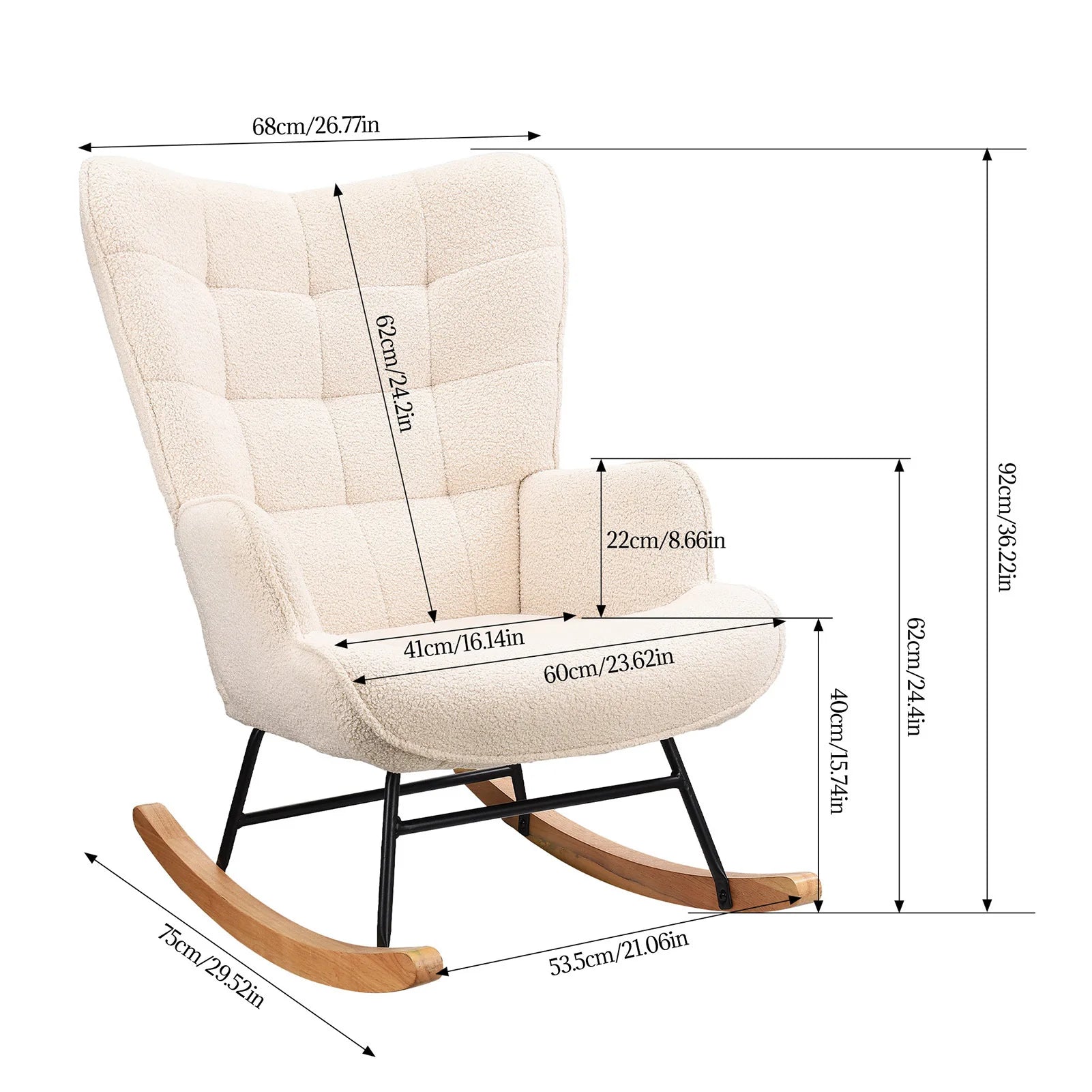 Fauteuil à bascule confortable avec appui-pieds
