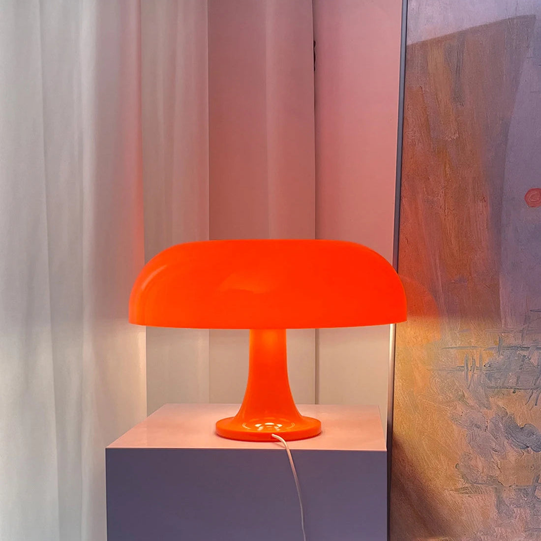 Lampe de chevet champignon retro orange
