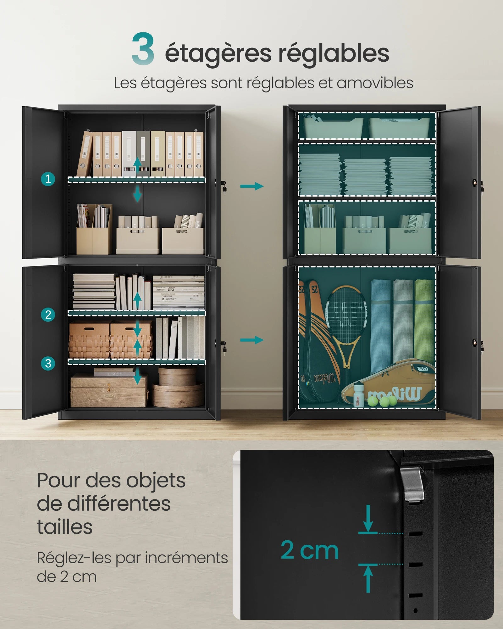Armoire Métallique 4 portes à Clé