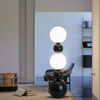 Nordic Black White Gourd Floor Lamp for Bedroom Living Room Next To The High-end Vertical Atmosphere Lamp LED Tricolor Light