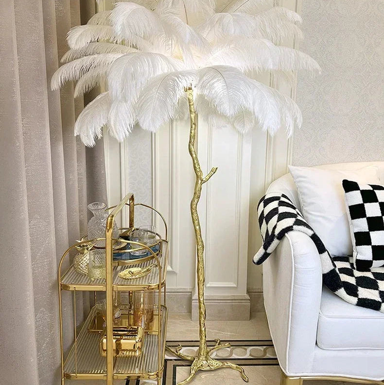 Nordic Feather Floor Lamp Light Luxury Internet Celebrity Ostrich Ins Live Broadcast Room Decoration Atmosphere Table