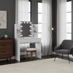 Coiffeuse LED 2 tiroirs 4 étagères