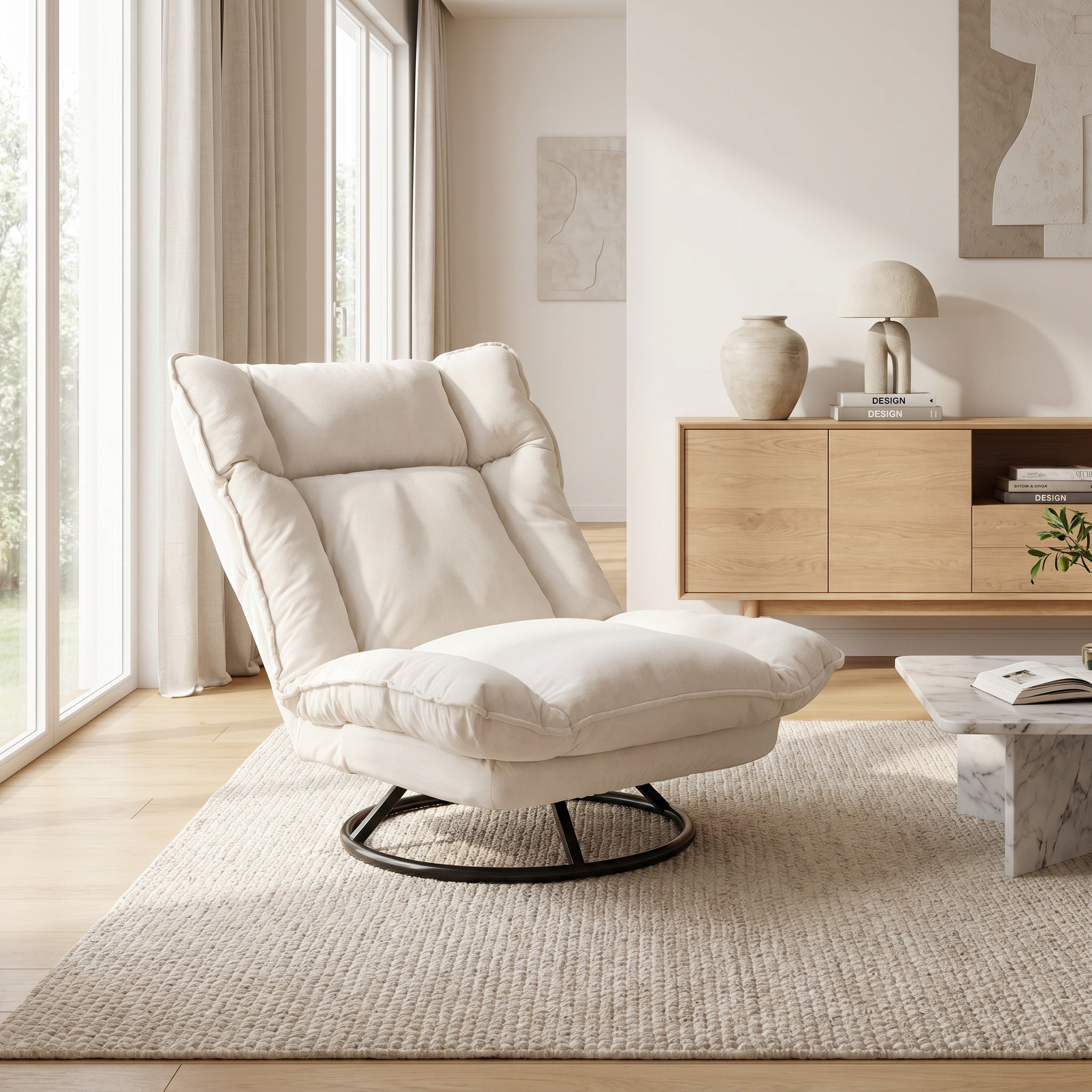Chaise longue relax extérieure avec coussins épais