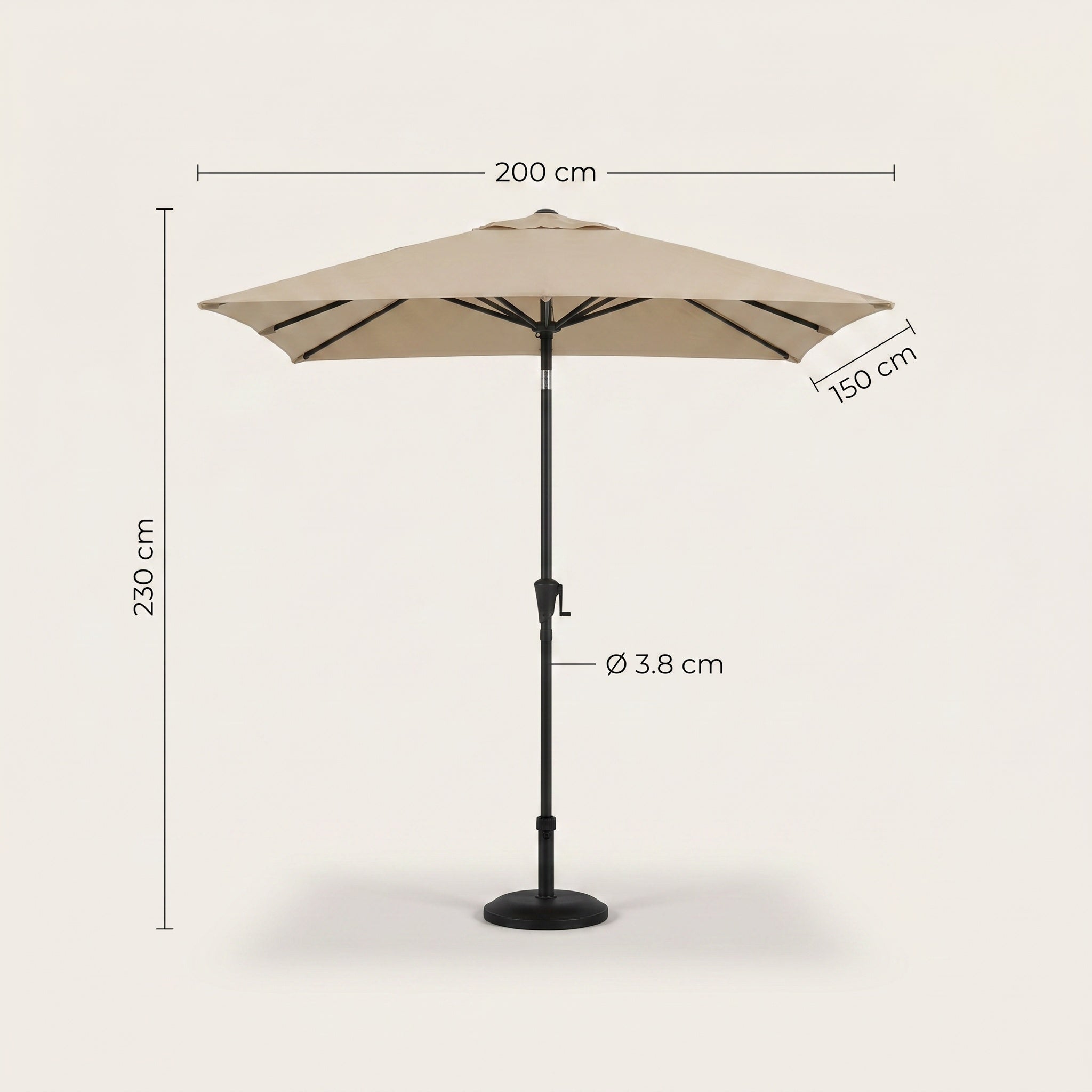 Parasol droit aluminium toile manivelle