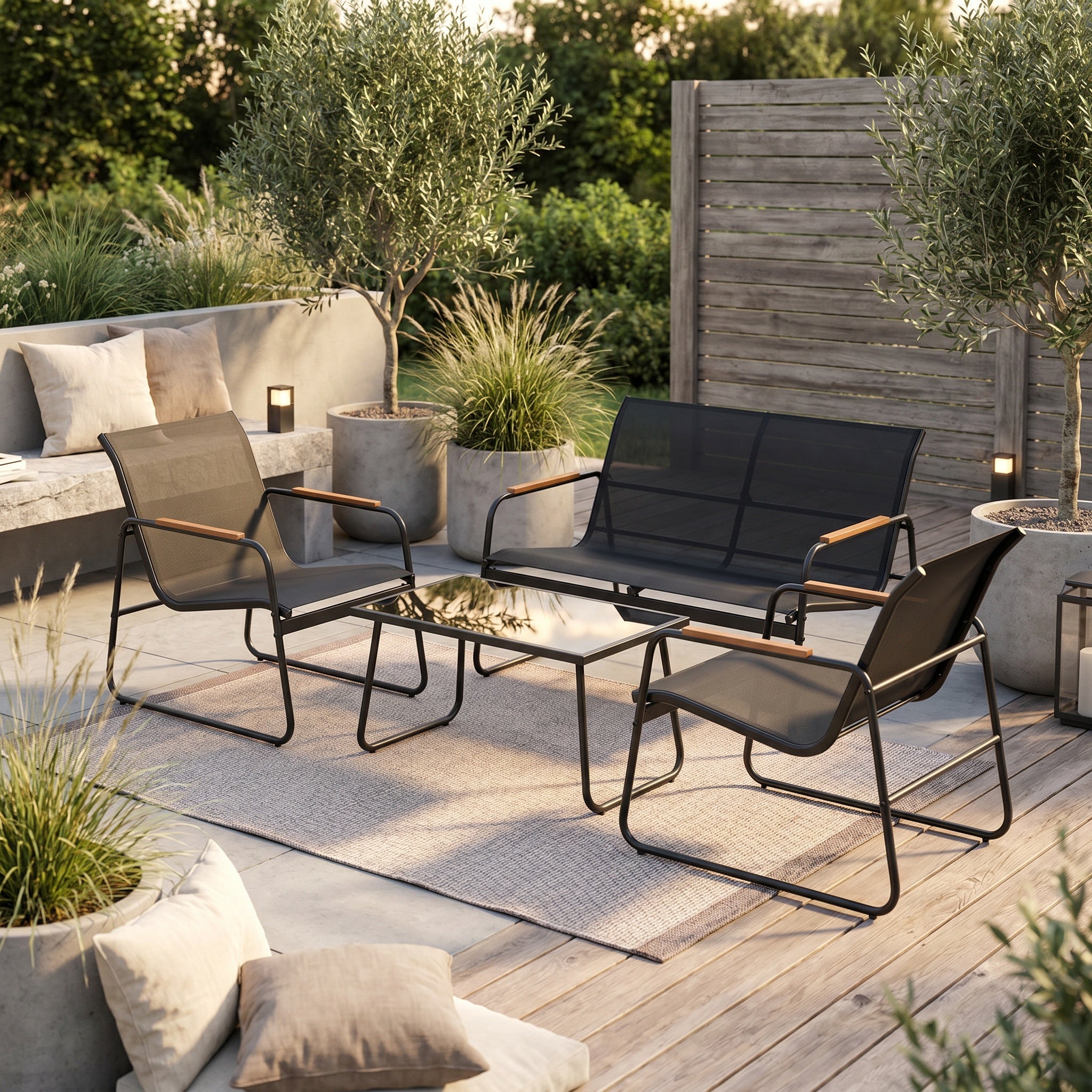Salon de jardin 4 places avec table