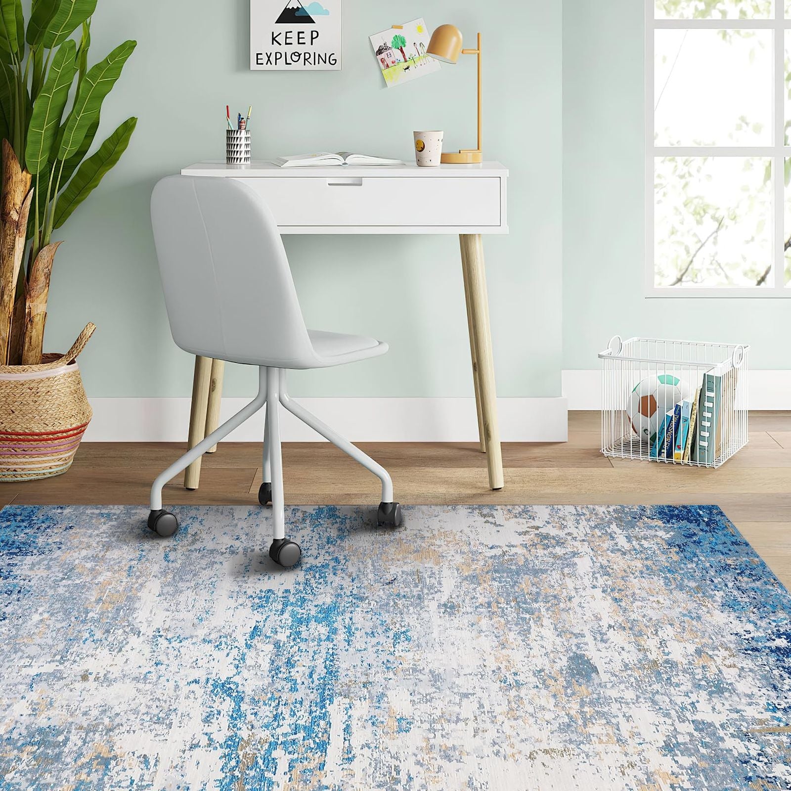 Tapis Abstrait Bleu Moderne