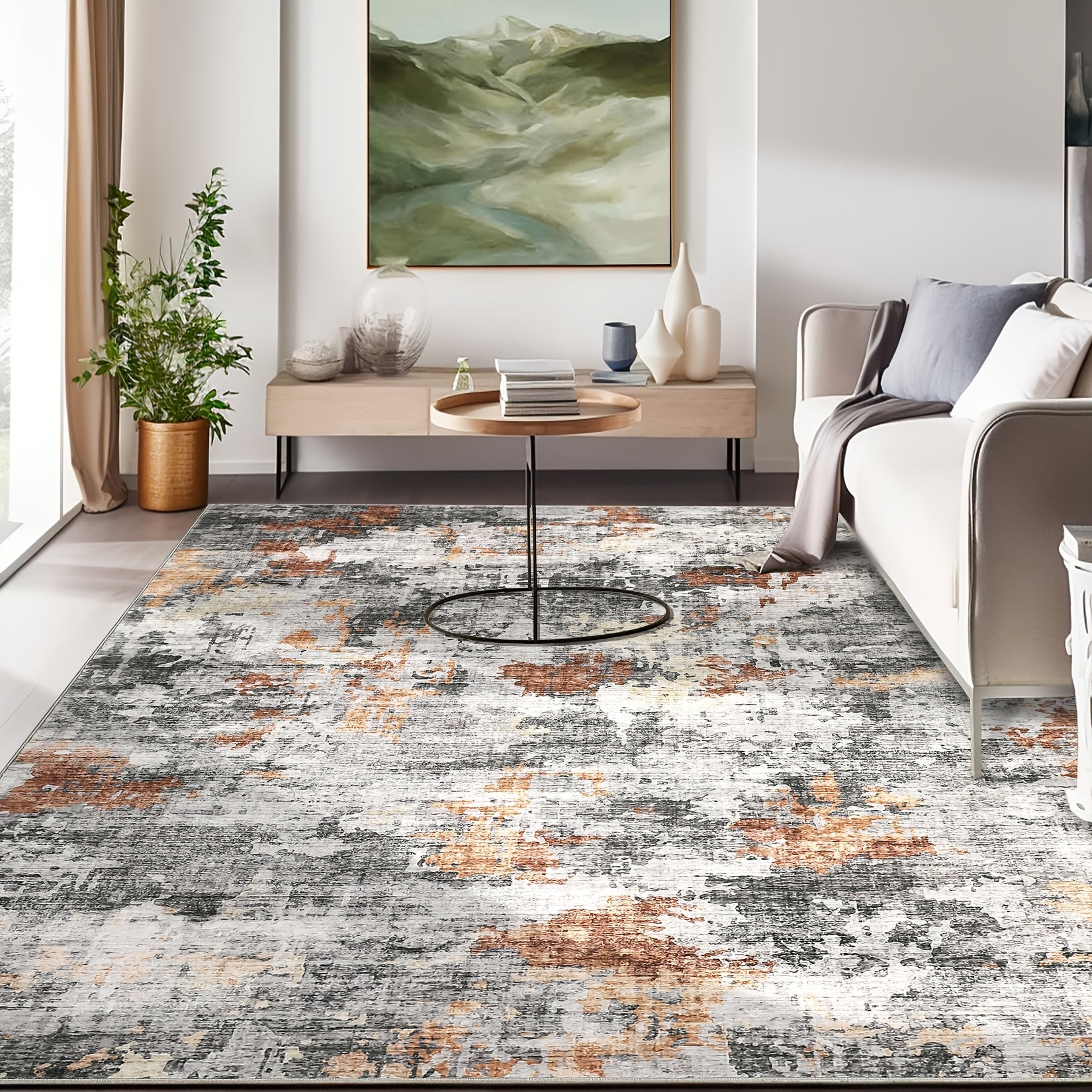 Tapis Abstrait Effet Patiné