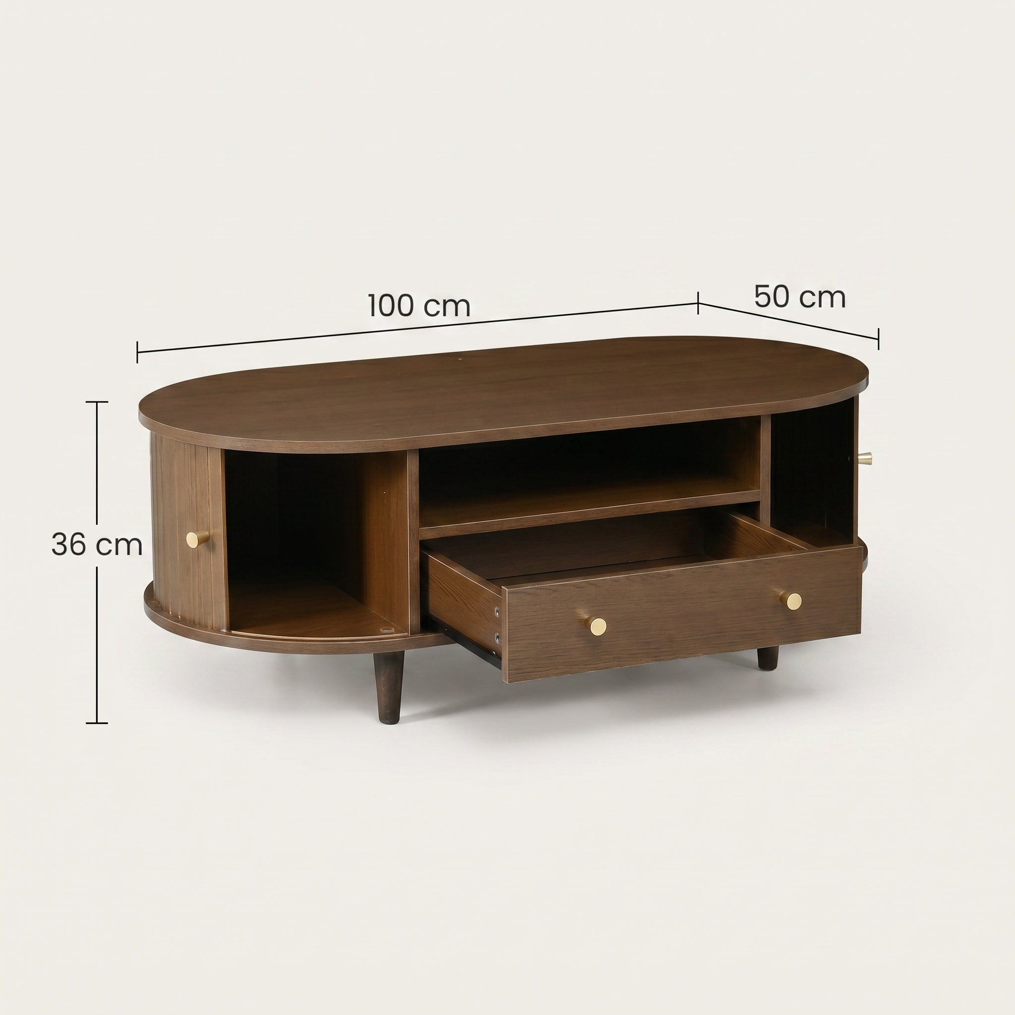 Meuble TV ovale en bois foncé