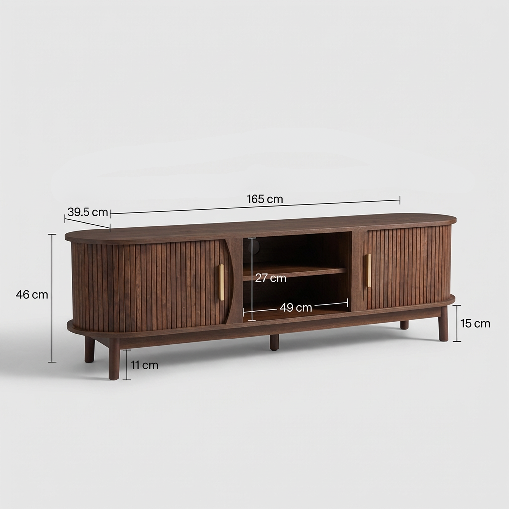 Meuble TV Rainuré Arrondi