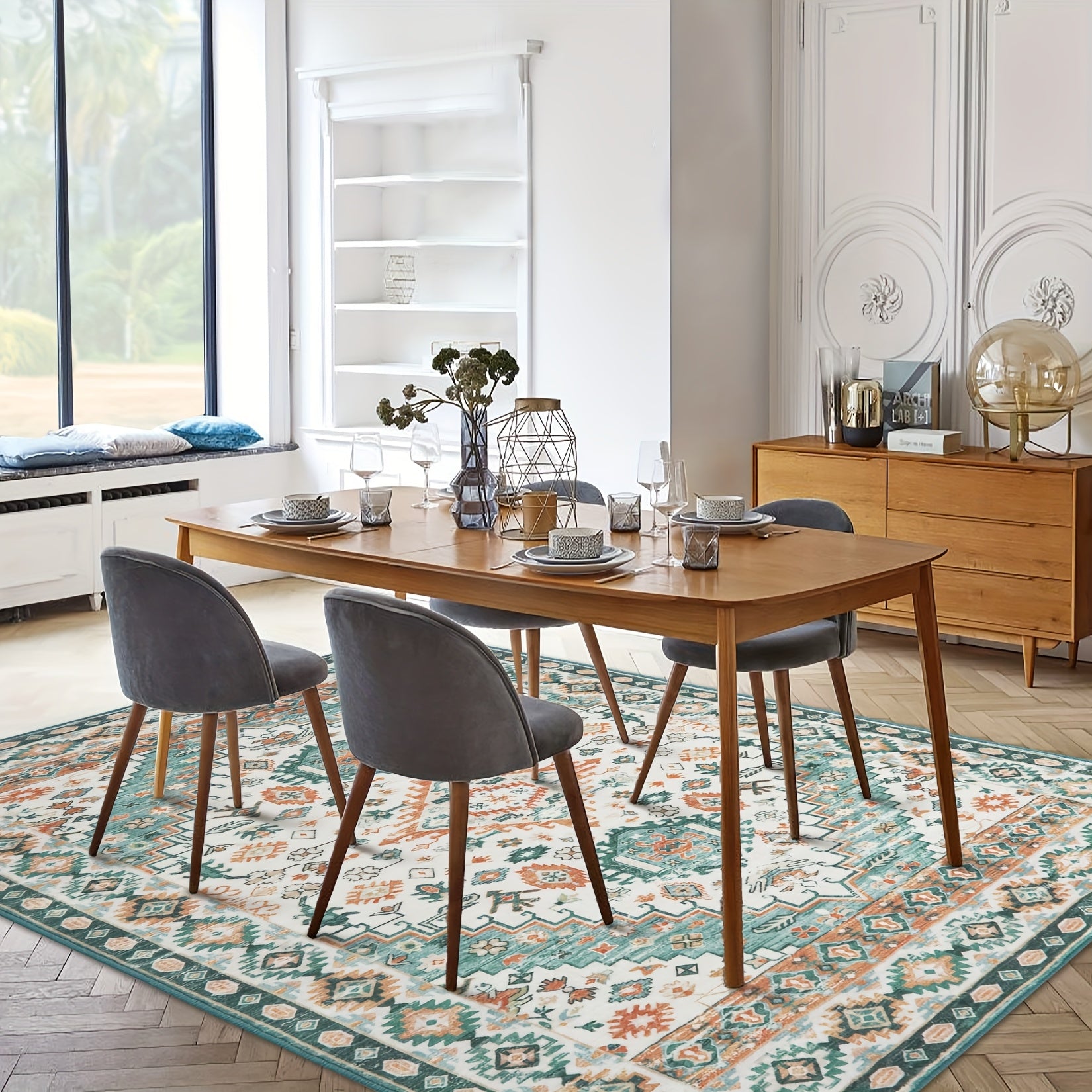 Tapis Bohème Médaillon Vert