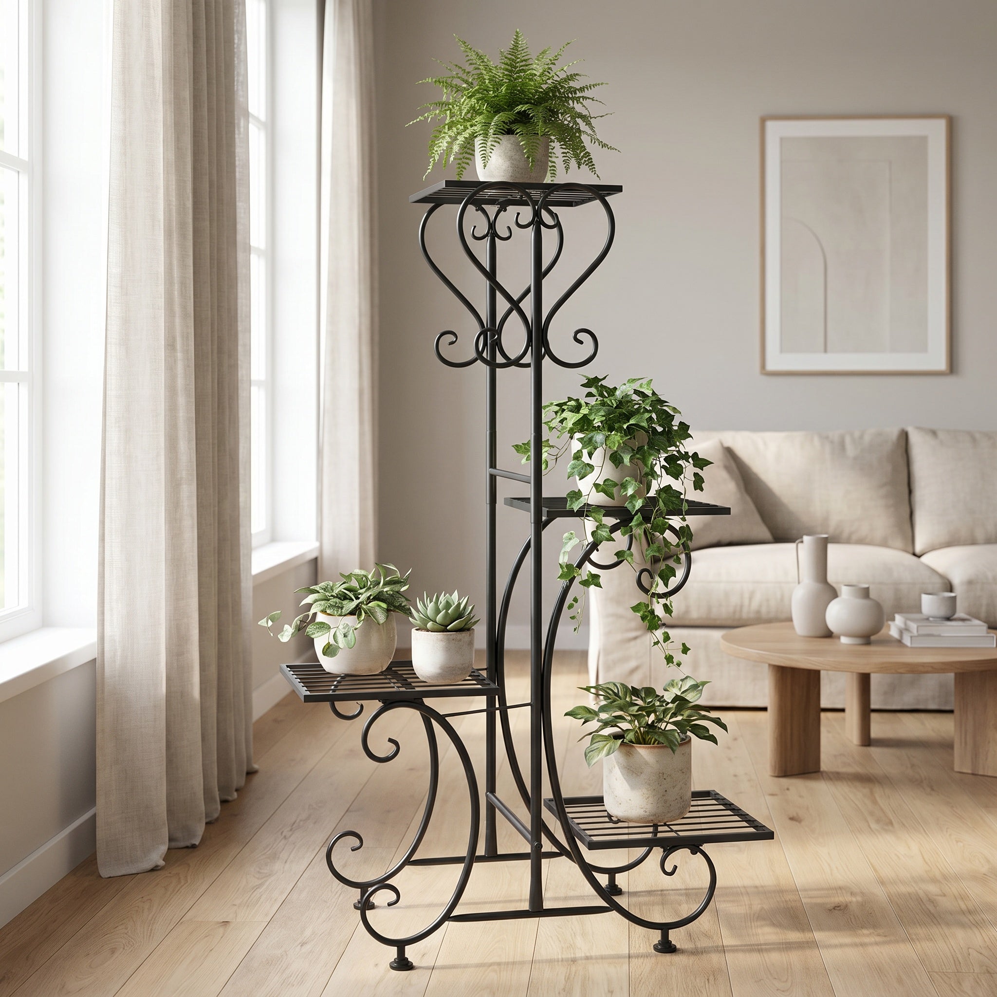 Étagère pour plantes en métal style rétro