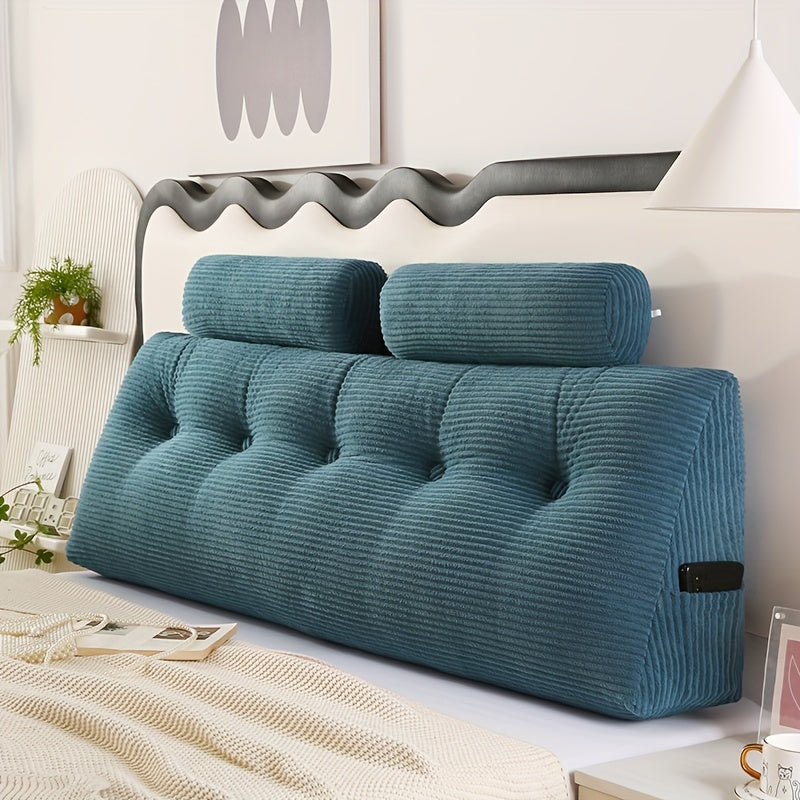 Tête de lit triangulaire en velours côtelé avec coussin intégré