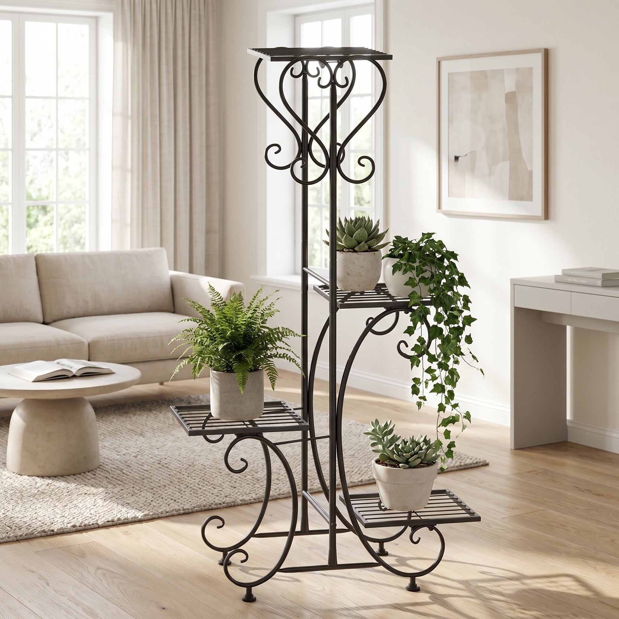 Étagère pour plantes en métal style rétro