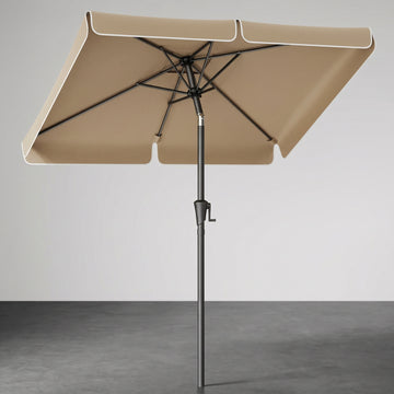Parasol droit aluminium toile manivelle