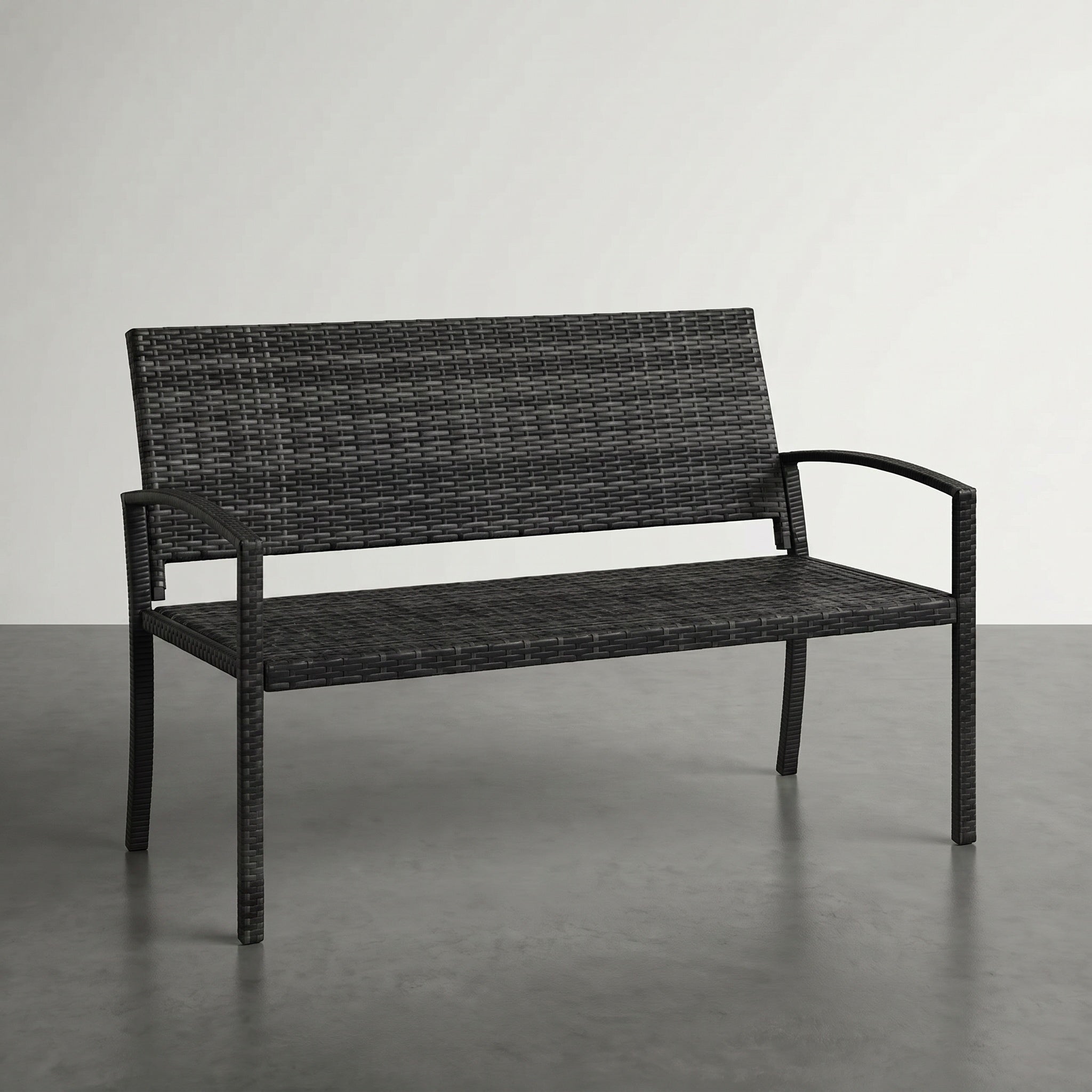 Banc de jardin en résine tressée avec assise confortable