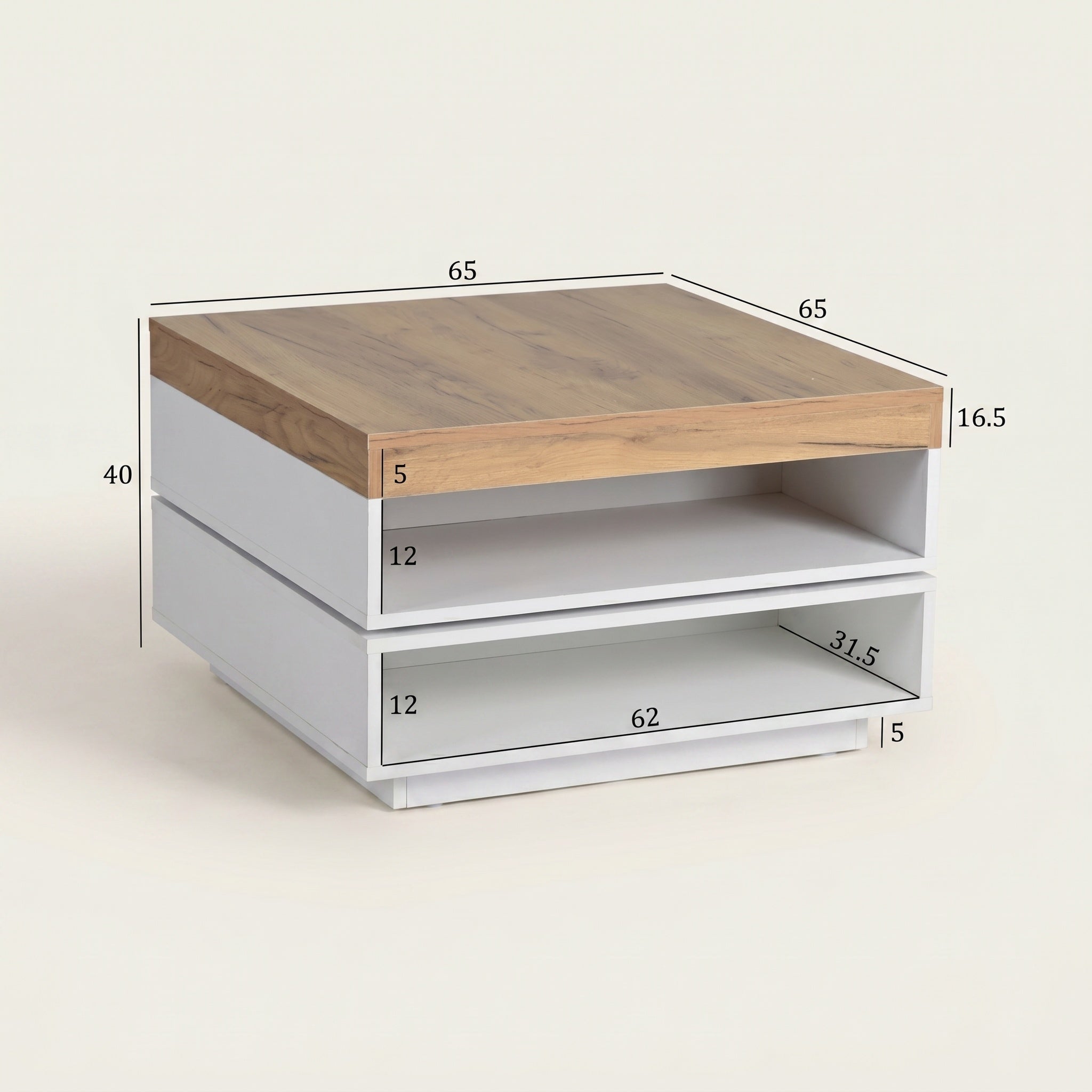 Table basse moderne blanche et bois