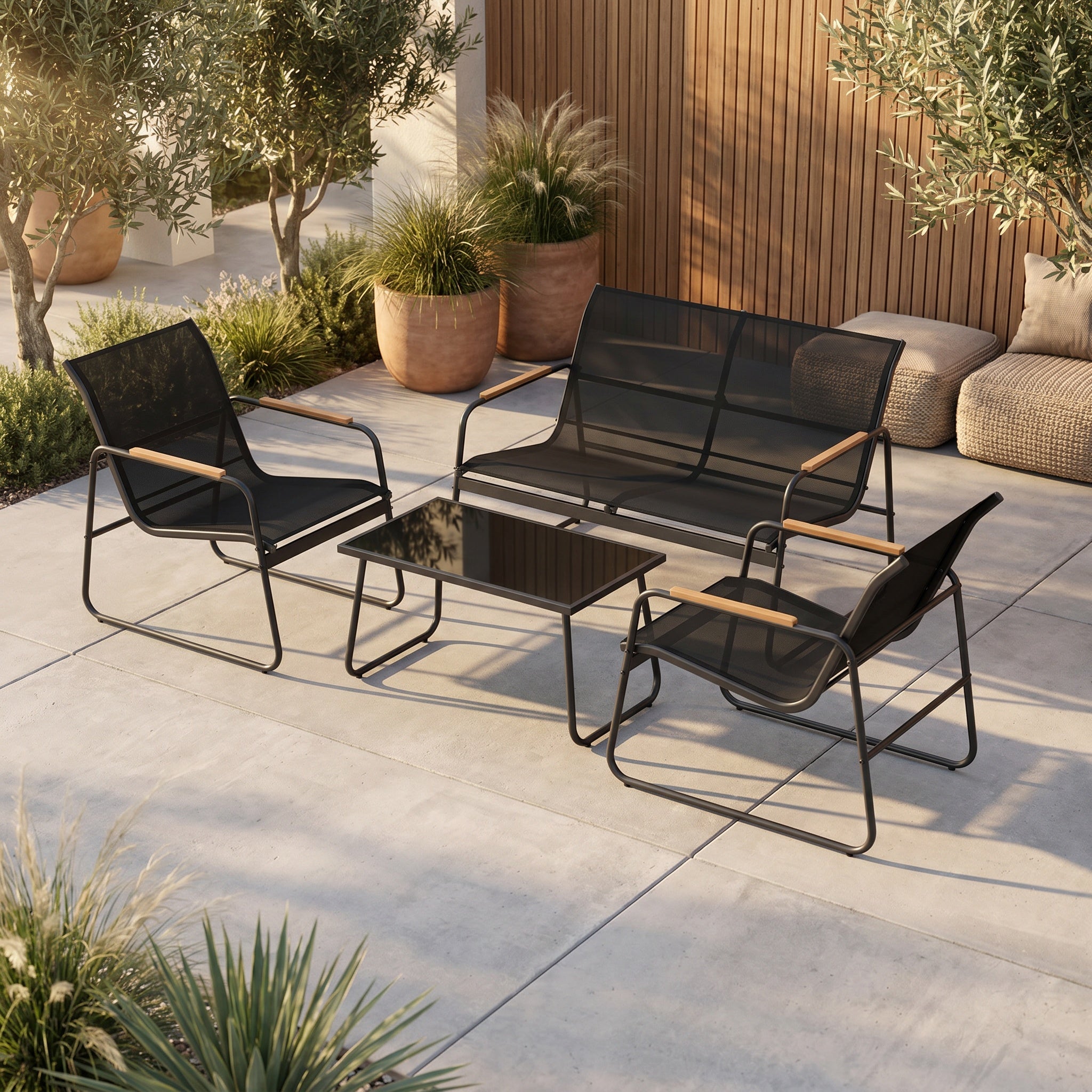 Salon de jardin 4 places avec table