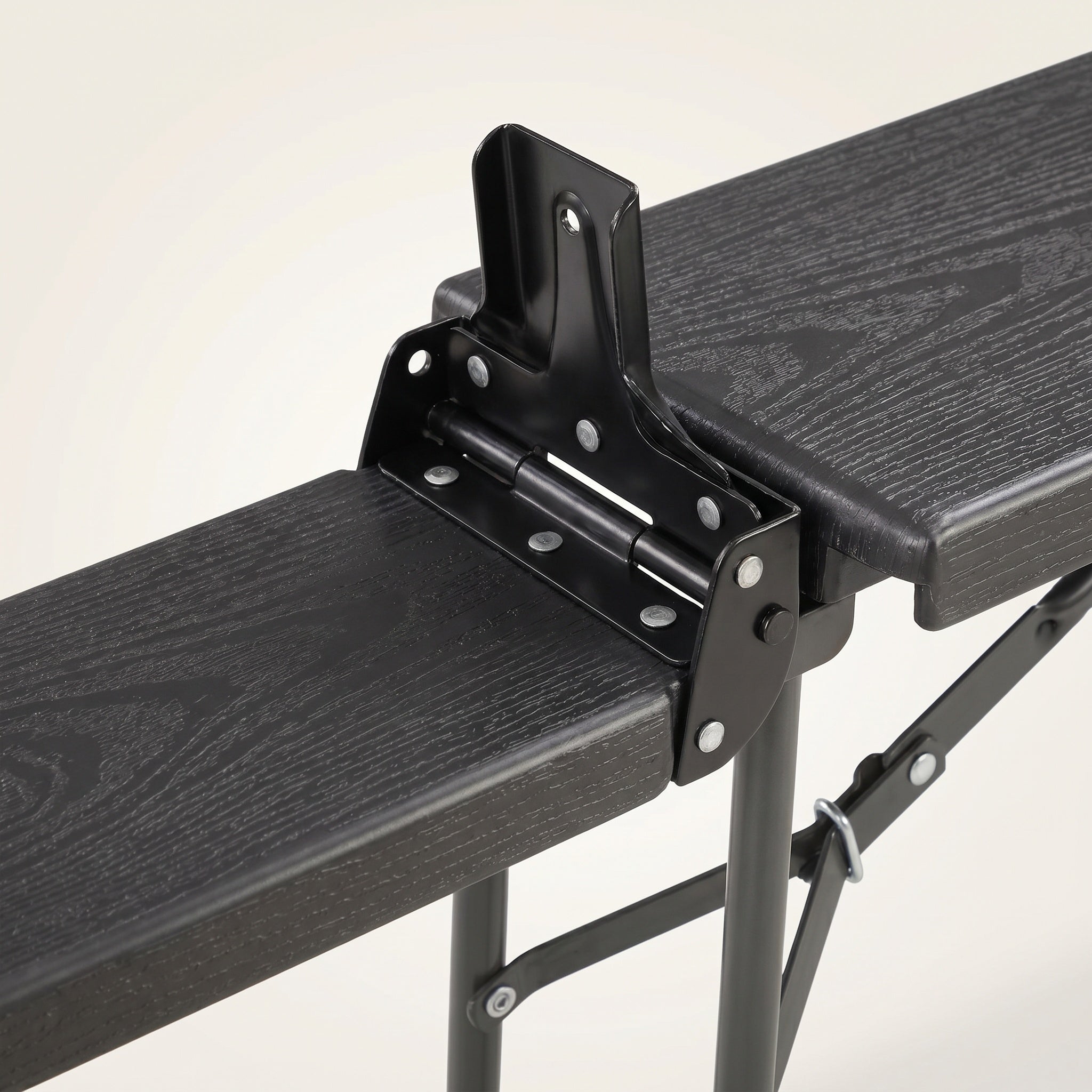 Lot de 2 bancs pliants portables avec assise rembourrée et structure en acier