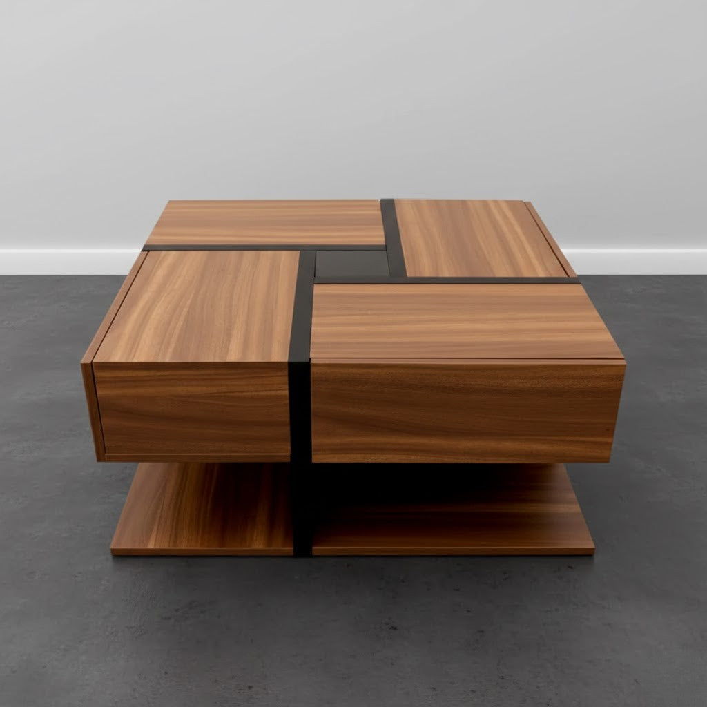 Table basse carrée avec espace de stockage