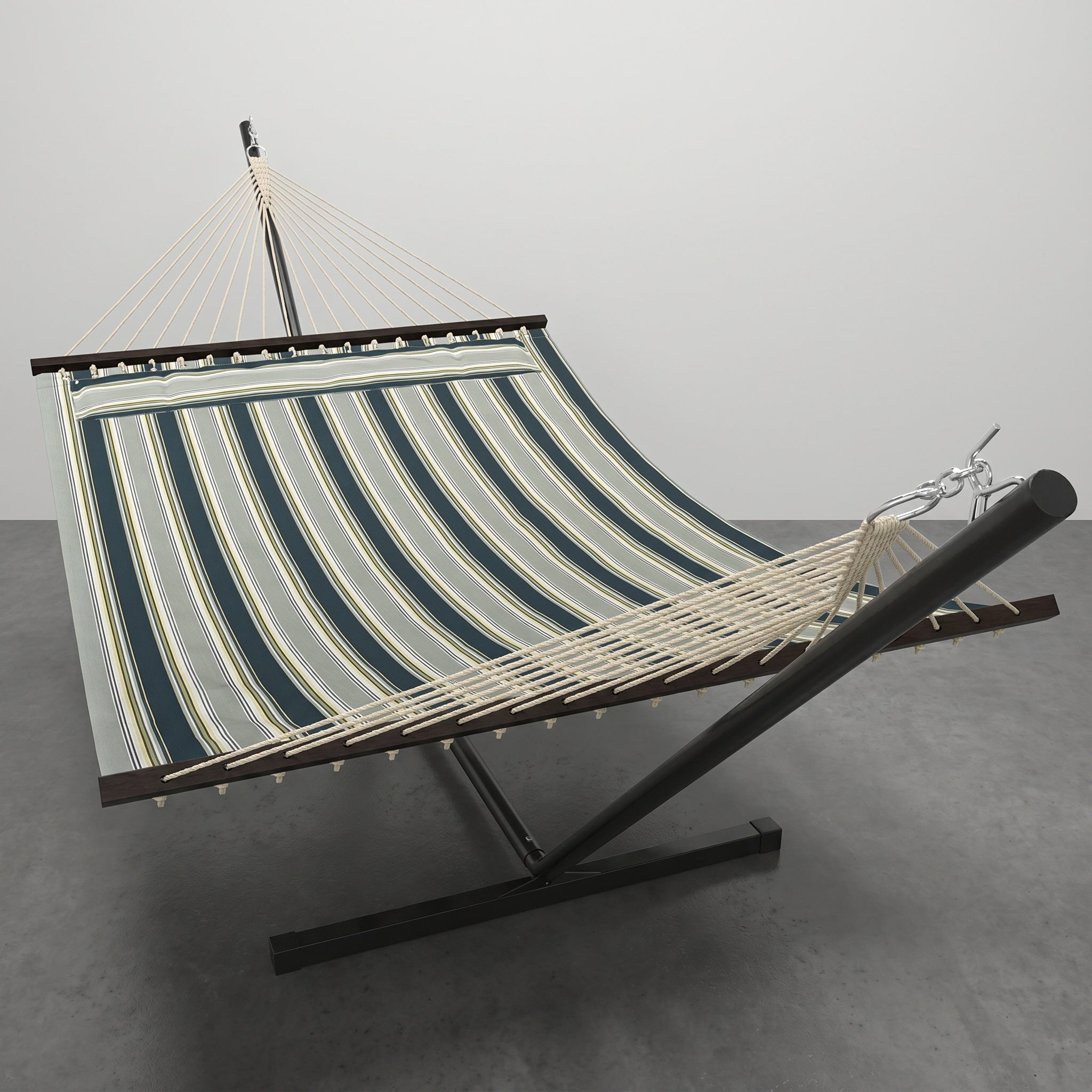 Hamac à barres avec support motif rayé bleu