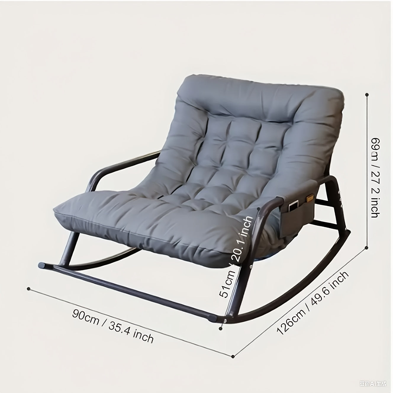 Rocking Chair Outdoor with 158.76KG Capacity Reinforced Steel Frame & 9.91cm Cloud-Comfort Cushion, 20-Min Tool-Free Assemble Comfy Rocking Chair, Patio Rocking Chairs Perfect for Garden Furniture, Balcony, Camping Site & As