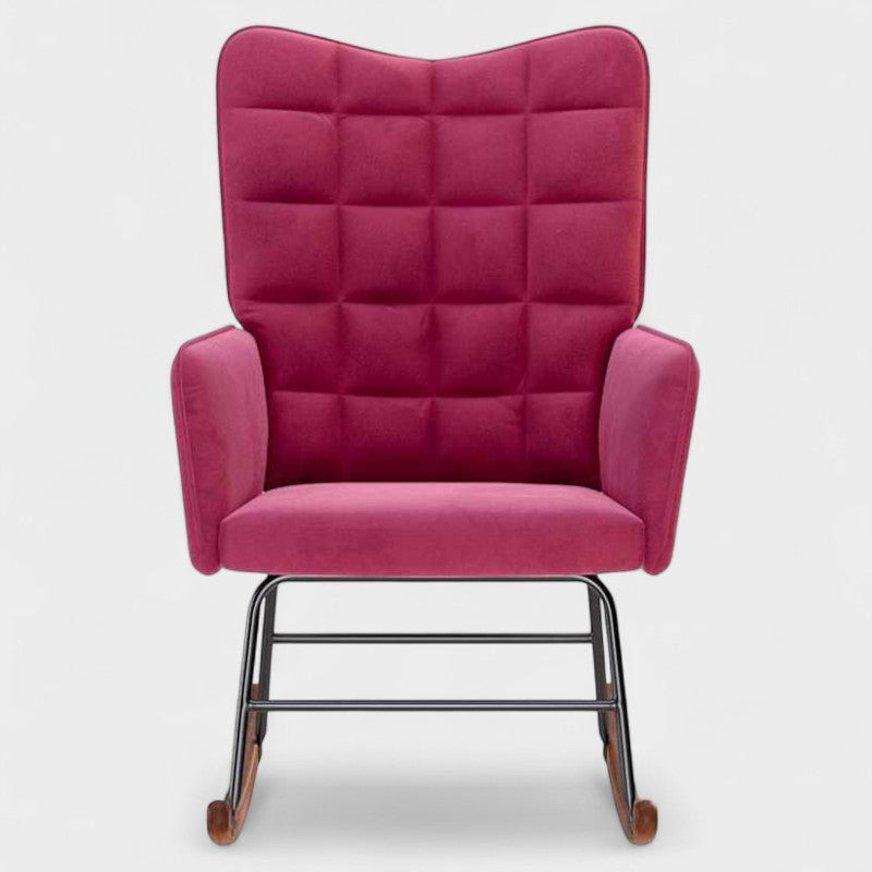 Lounge Chair, Armchair, Linen Look, Quiet Chair, Lounge Chair with High Load Capacity for Bedroom, Living Room. Rocking Chair Velvet Wine Red.