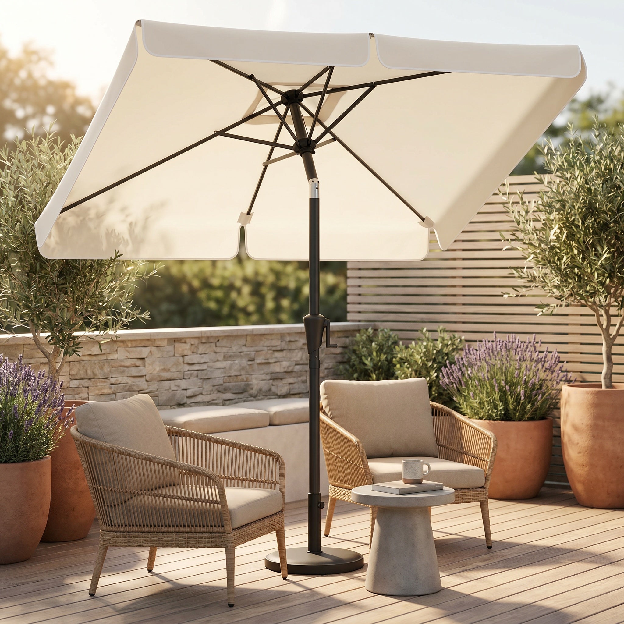 Parasol droit aluminium toile manivelle