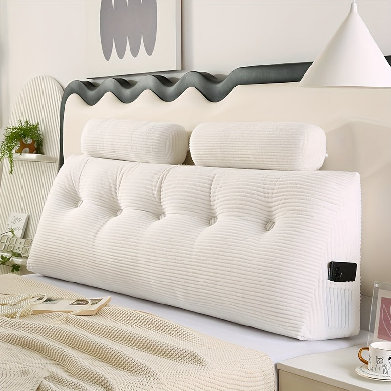 Tête de lit triangulaire en velours côtelé avec coussin intégré