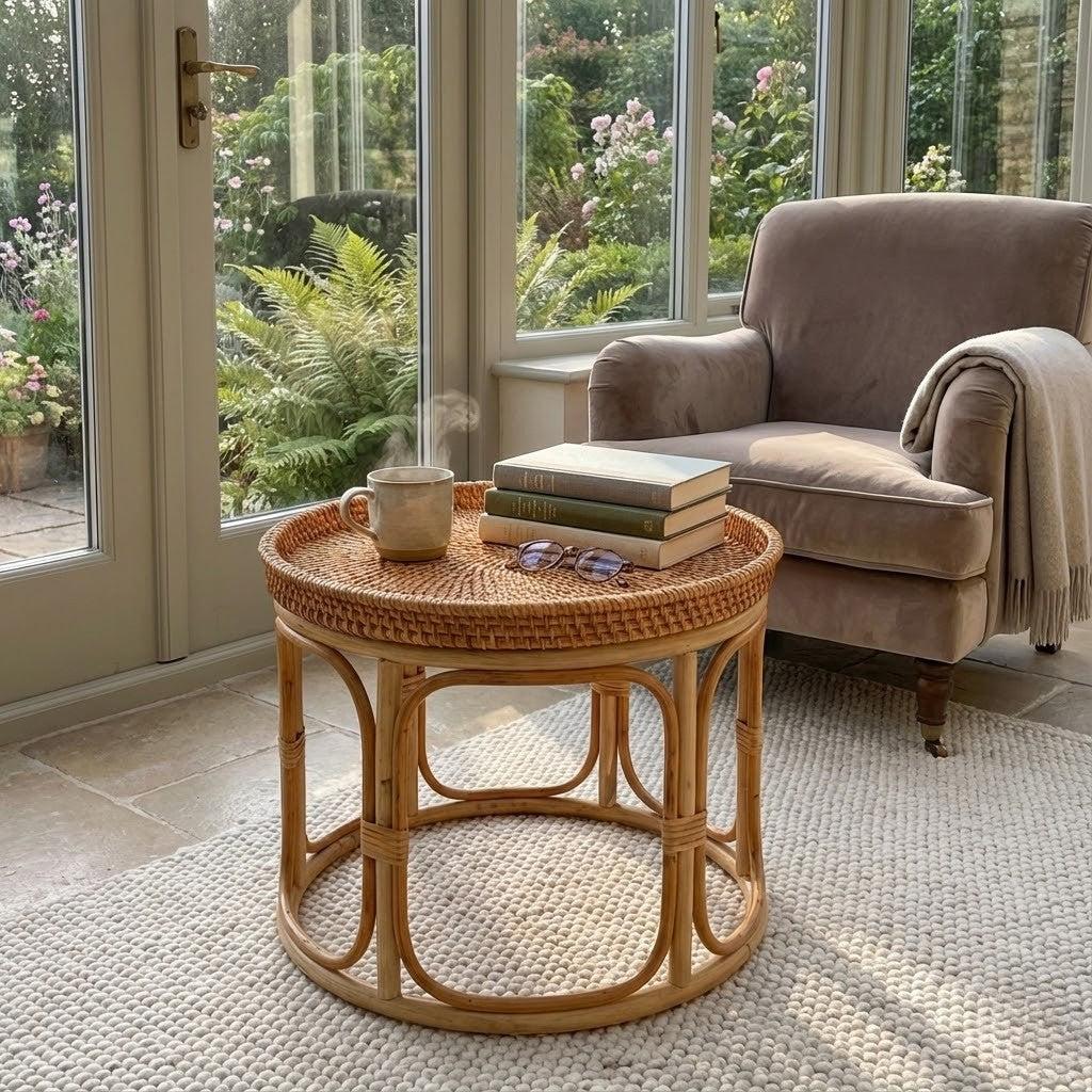 Table basse rotin décorative