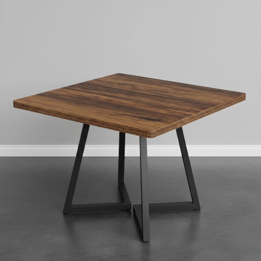 Table carrée bois et métal 4 places