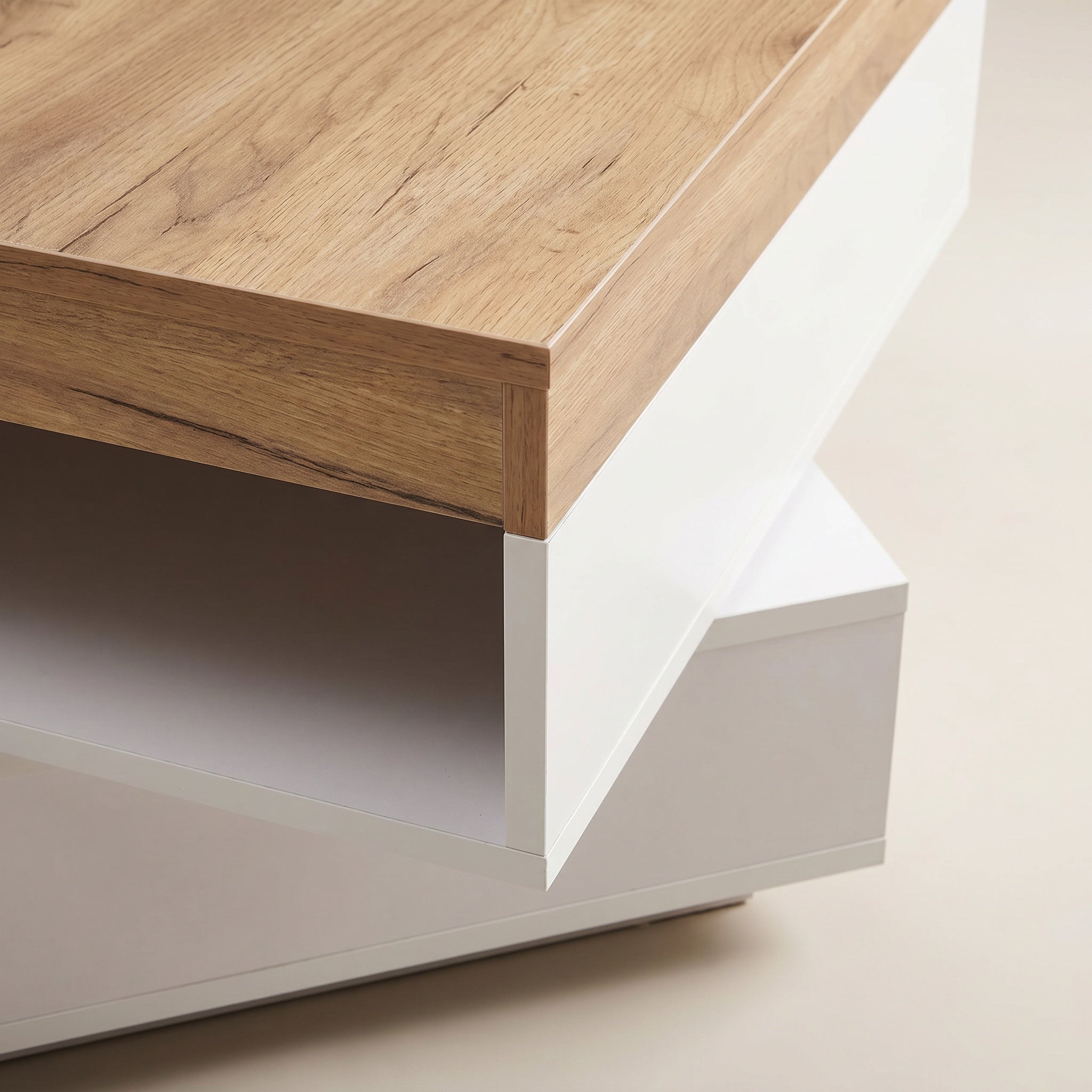 Table basse moderne blanche et bois