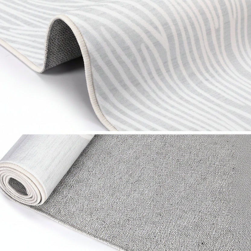 Tapis Abstrait Gris et Blanc Polyester