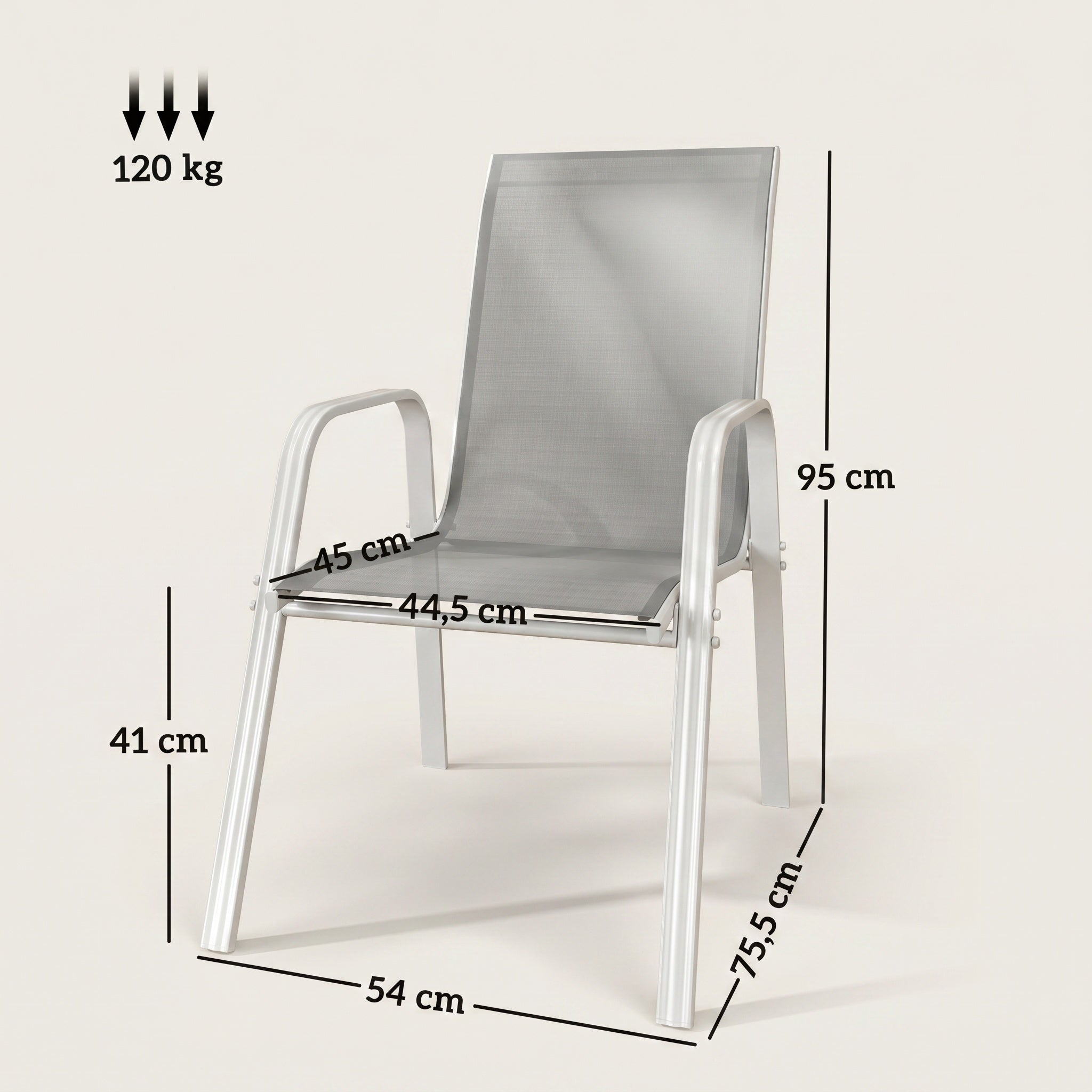 Lot de 4 chaises gris de jardin