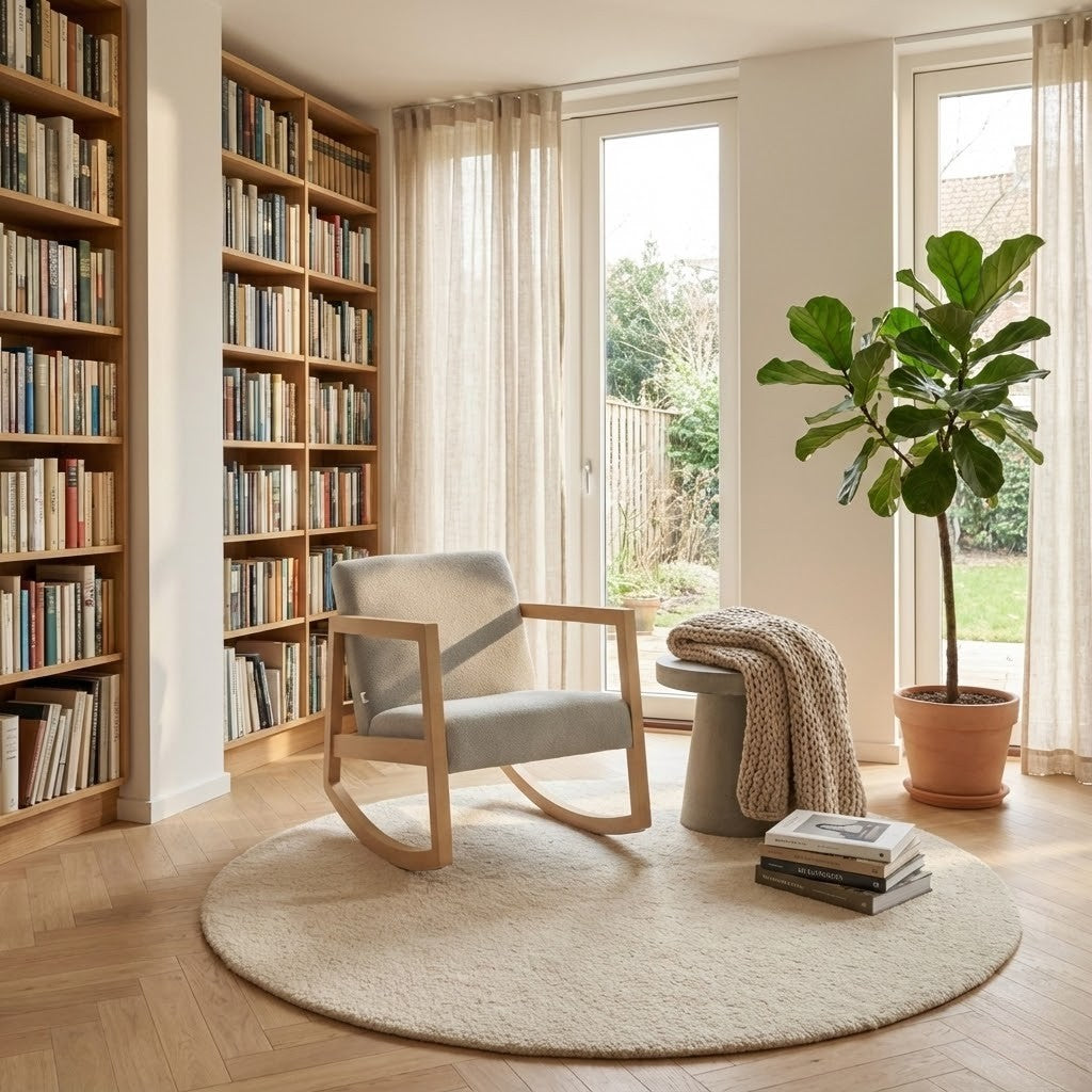 Fauteuil à bascule design cosy pour intérieur