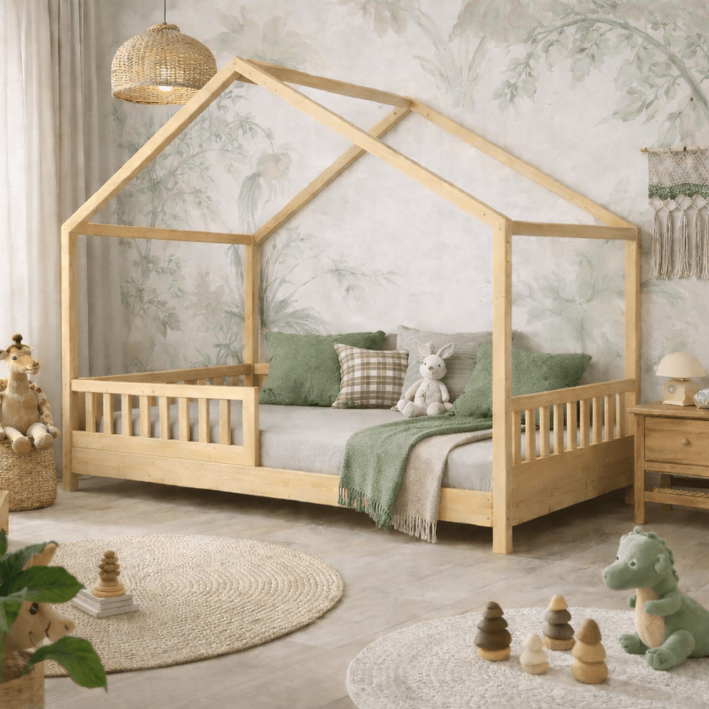 Lit Cabane en Bois pour Enfant 90x190 cm