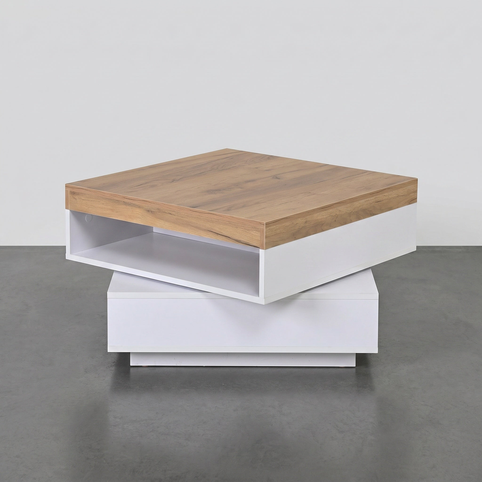 Table basse moderne blanche et bois