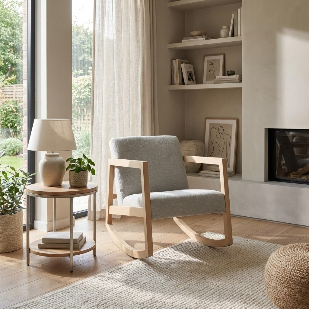 Fauteuil à bascule design cosy pour intérieur